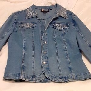Ladies denim jacket with rhinestones.